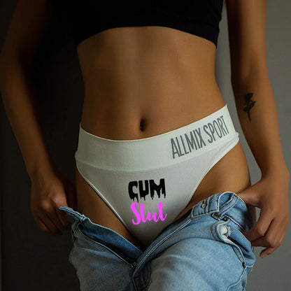 Women's Panties String Femme Sexy Hot Letters Wide Waist Letters Sport Fitness Middle High Waist Seamless Ladies Briefs Thong