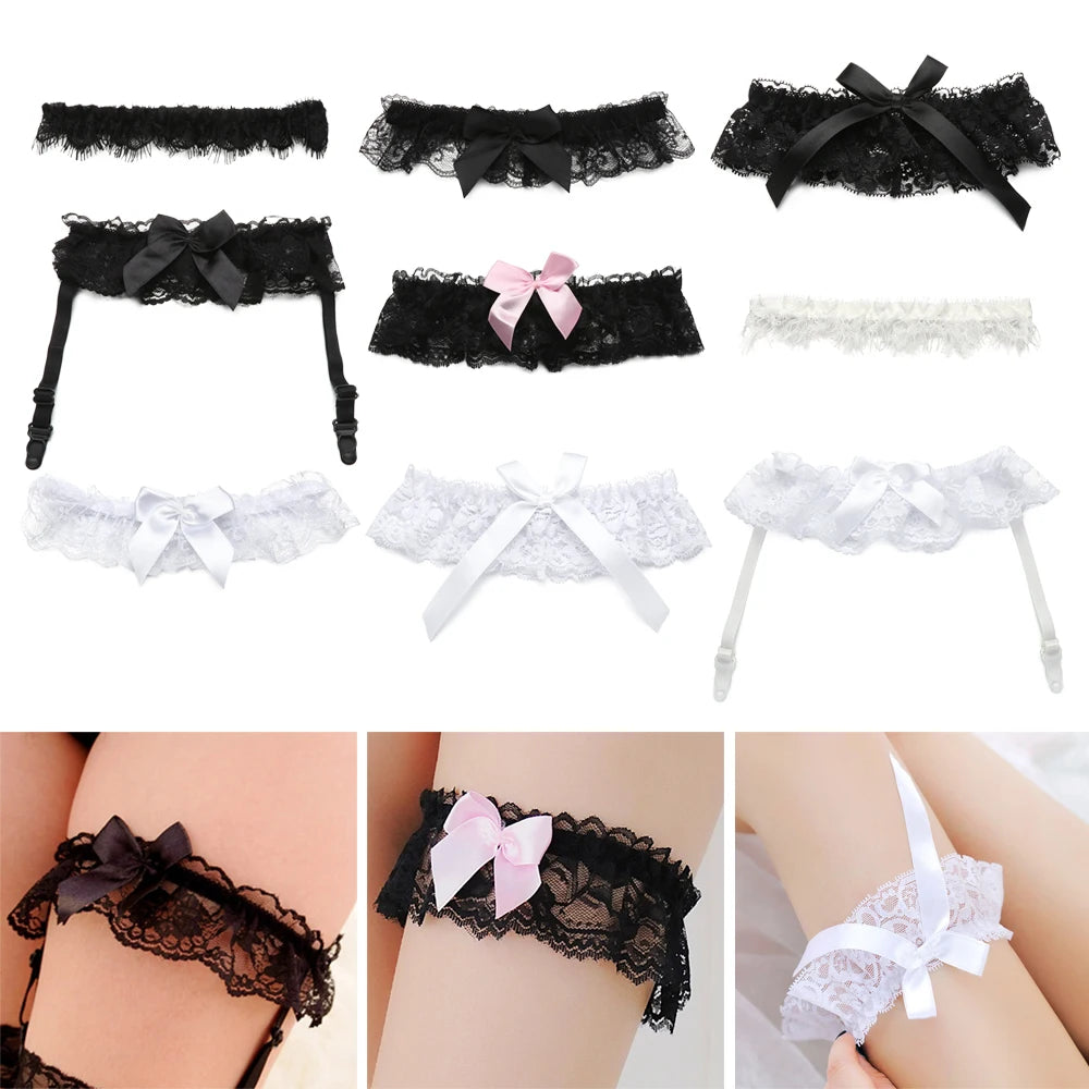 Heart/Wings/Bowknot Fashion Garter Belt Women PU Leather Lace Elastic Leg Ring Leg Garter Straps Thigh Harness Gothic Accessory