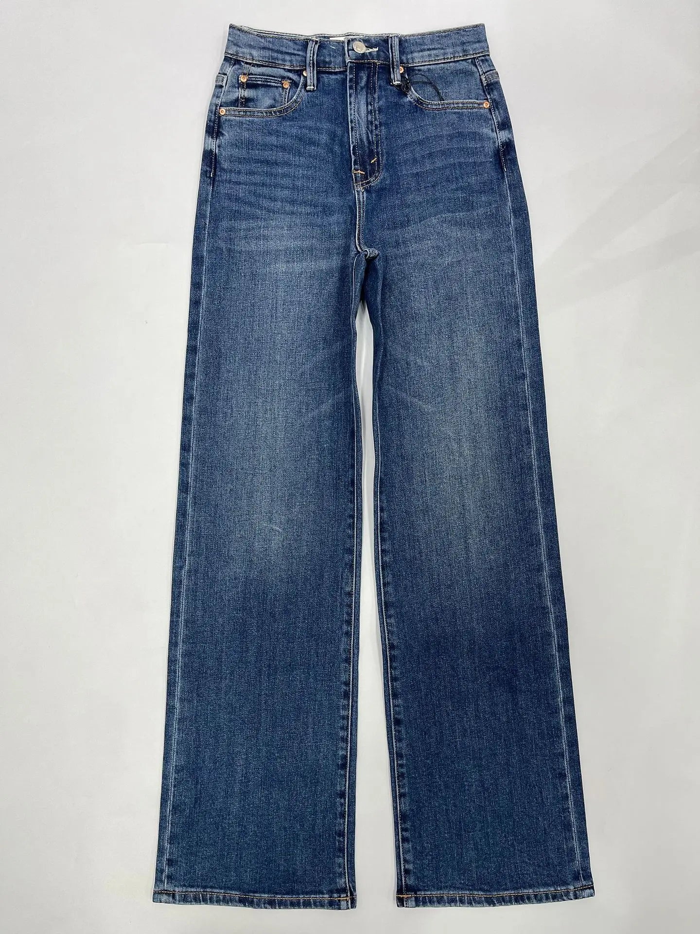 Jean ample taille haute pour femme, pantalon en denim droit polyvalent, à la mode