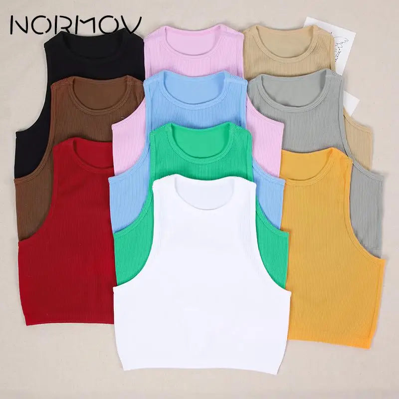 NORMOV ฟิตเนสโยคะ Bra กีฬา Crop Tops Seamless Ribbed กีฬา Bras เสื้อถัก Paddleless Top สตรี High Strength Shock Proof