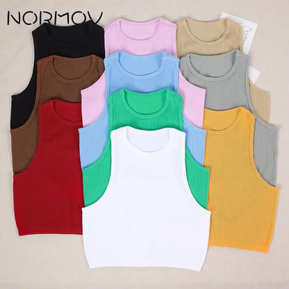 NORMOV ฟิตเนสโยคะ Bra กีฬา Crop Tops Seamless Ribbed กีฬา Bras เสื้อถัก Paddleless Top สตรี High Strength Shock Proof