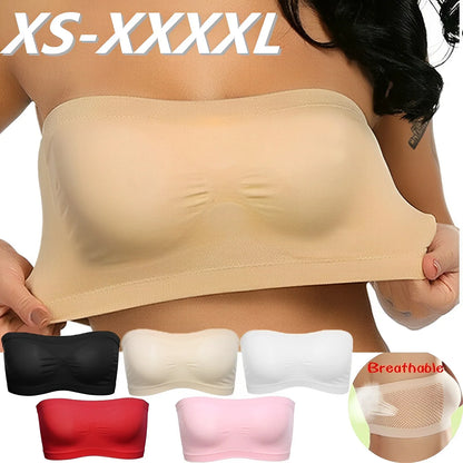 ฤดูร้อนBreathableตาข่ายที่มองไม่เห็นStrapless Wraps Tube Tops Lady Elastic Strapless Crop Top Bra Bandeau Boob Tube Brassiere