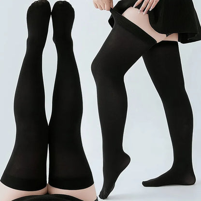 Chaussettes longues Sexy pour femmes, couleur unie, noir, blanc, au-dessus du genou, cuisses hautes, bas Lolita pour dames et filles, chaussettes chaudes