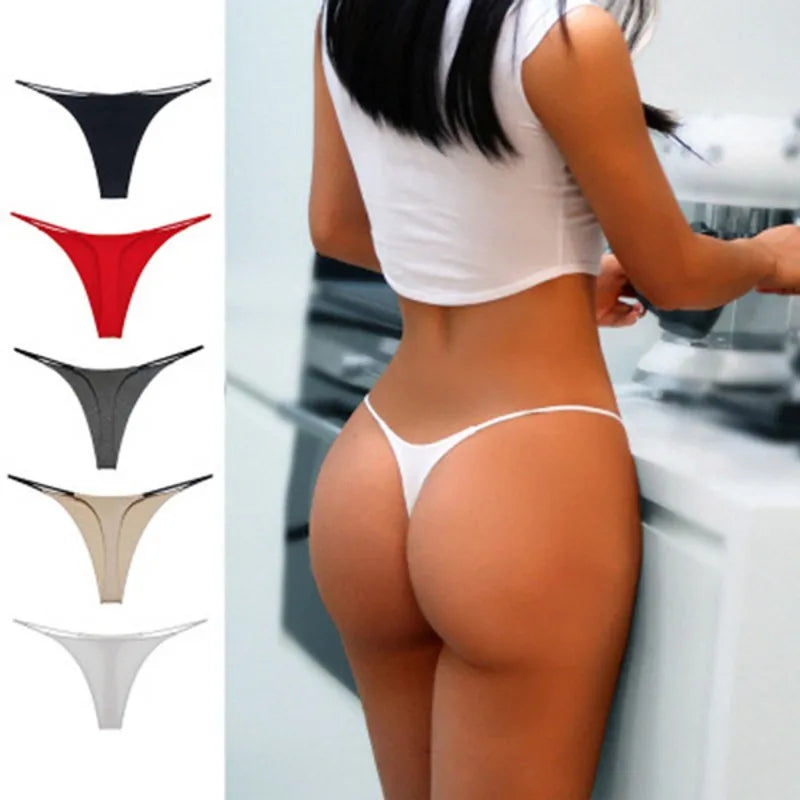 Seamless Soft Sexy G String Thongs Low Waist Double Strap Thong Panties Women Lingerie Briefs Ladies Underpants Panty Intimates