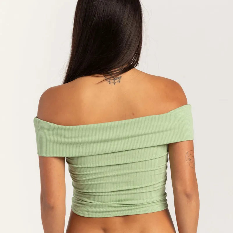 Femme bustier tubulaire sexy T-shirt une épaule fille chaude pur style de désir serré court bustier tubulaire décontracté haut quotidien pour les femmes