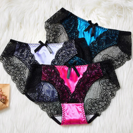 Sexy ladies panties lace transparent large size cotton bottom hollow female triangle underwear breathable quality underwear