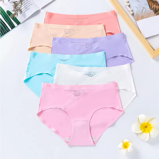 Women Maternity Panties for Pregnant Low-Waist Ice Silk Summer Shorts Pants Pregnancy Briefs Seamless Panties for Pregnant