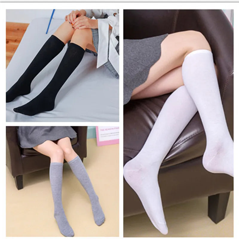 Korea Style Women Long Socks Warm Calf Cotton Socks Knee Socks Fashion Ladies Knee High Striped Socks Girls School Lolita Socks