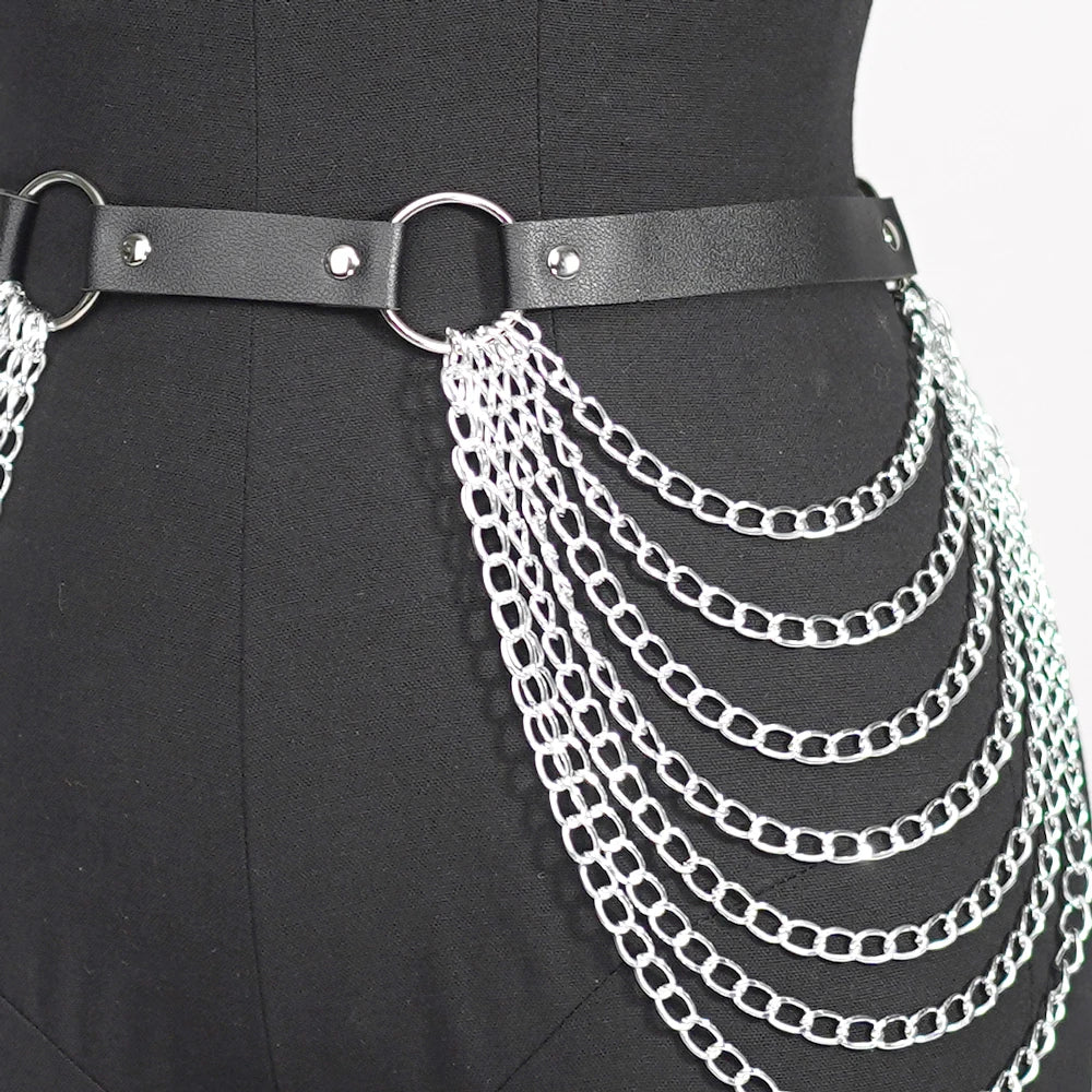 Women Sexy Leg Chain Harness garter Belt Waist Corset Belt Leather Harness Waists Thigh Harness Gothic Clothing Accessory