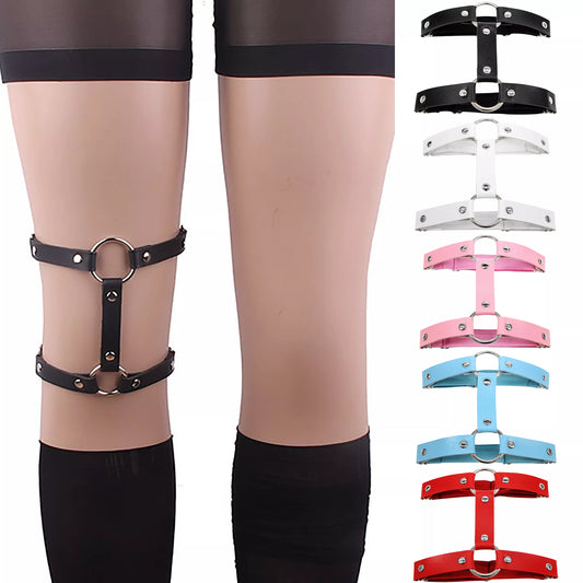 1PC Women Girls Sexy Elastic Garter Belt Pu Leather Punk Gothic Harness Adjustable Leg Ring Femme Garters Skirt Accessories