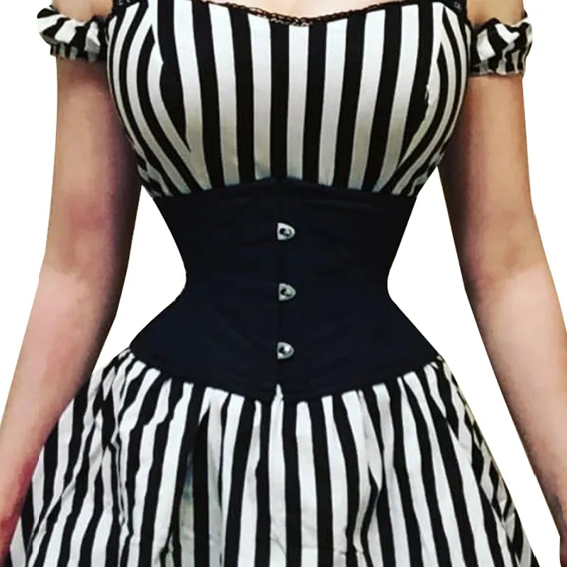 Burvogue เอวเทรนเนอร์รัดตัว Shaper เข็มขัดลำตัวสั้นซาติน Underbust Corset เซ็กซี่ Lace Up Bustiers &amp; Corsets ผู้หญิง