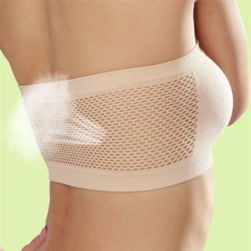 ฤดูร้อนBreathableตาข่ายที่มองไม่เห็นStrapless Wraps Tube Tops Lady Elastic Strapless Crop Top Bra Bandeau Boob Tube Brassiere