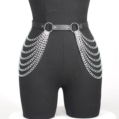 Women Sexy Leg Chain Harness garter Belt Waist Corset Belt Leather Harness Waists Thigh Harness Gothic Clothing Accessory