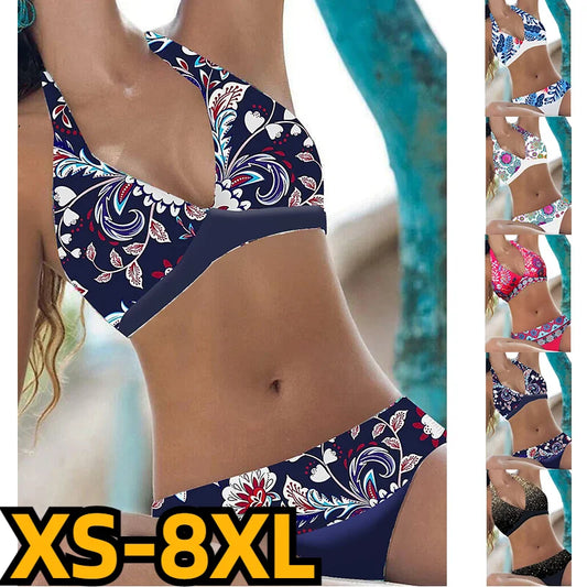 2023 New Summer Women's New Design Printed Swimsuit Women's Sexy Swimsuit Fashion Loose High Waist Beachwear Two-piece Bikini