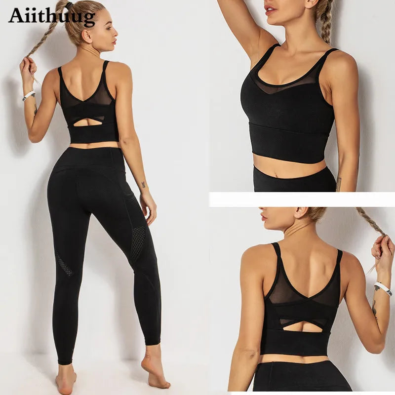 Aiithuug Yoga Bras Fitness Shirts Running Tops Sports Bras Gym Workout Crop Top Yoga Crop Tops Fitness Tank Top Running Bra