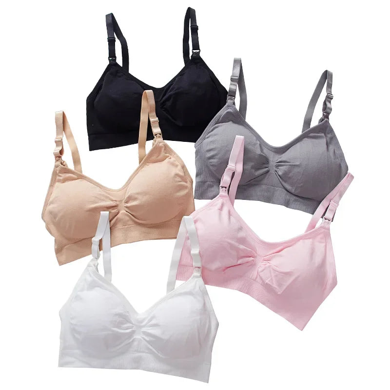 Maternity Bras สีขาว Wirefree พยาบาล Bra การตั้งครรภ์เสื้อผ้าป้องกันการหย่อนคล้อยให้นมบุตรผู้หญิง Breathable Lactancia Bra