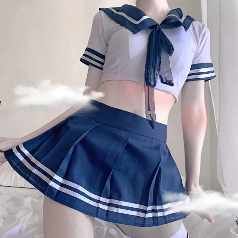 Women Sexy Cosplay Lingerie Student Uniform anime School Girl Erotic Costume Dress Women Miniskirt Outfit Short Top sex clothes