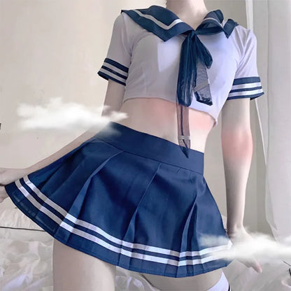 Women Sexy Cosplay Lingerie Student Uniform anime School Girl Erotic Costume Dress Women Miniskirt Outfit Short Top sex clothes