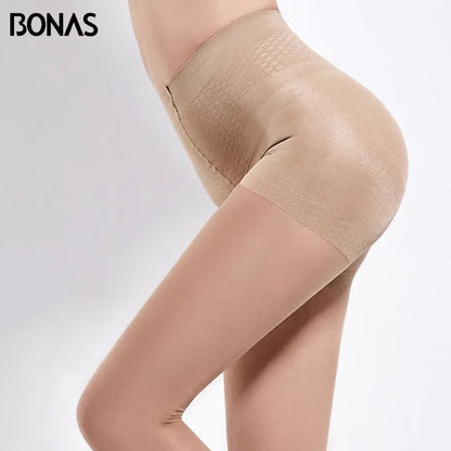 BONAS 40D PLUS ขนาด Pantyhose ผู้หญิง Nylons Tights เลดี้เซ็กซี่ผิวสีดำฤดูใบไม้ผลิฤดูร้อนแฟชั่น Pantyhose เหมาะสำหรับ 100 กก