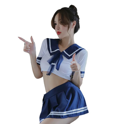 Uniforme d'écolière japonaise, Costumes de grande taille pour femmes, Lingerie Sexy Cosplay, uniforme d'étudiant avec mini-jupe, tenue de pom-pom girl