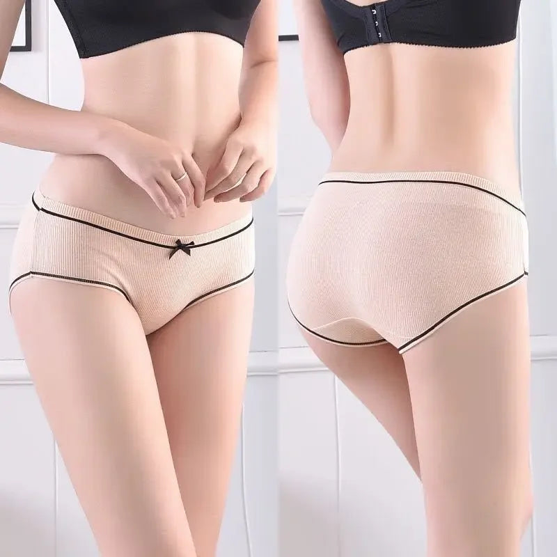 Ladies Cotton Underwear Panties Girls Sexy Seamless Antibacterial Crotch Breathable Briefs Mid-waist Large Size Women's Panties