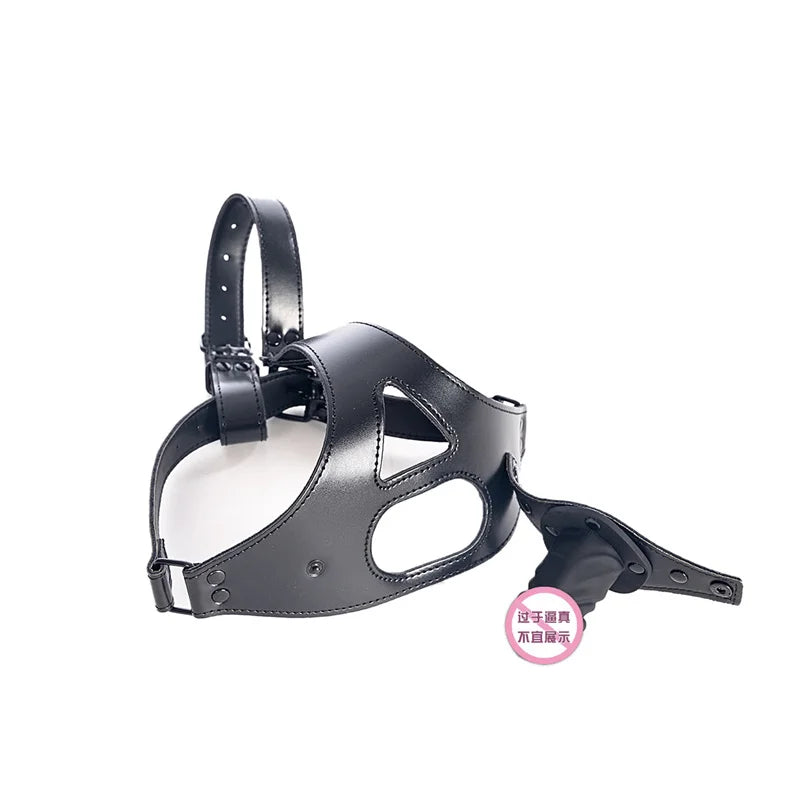 Harnais de tête en cuir PVC, pénis en Silicone, bouche Gag, gode détachable, bouchon à bouche ouverte, BDSM, Bondage, sangle, jouets sexuels, jeu pour adultes