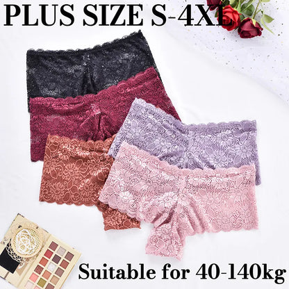 3PCS Sexy Panties Women Lace Plus Size Underpants High Rise Panties Ladies Fashion Floral Lace Underwear Comfort Panty Intimates