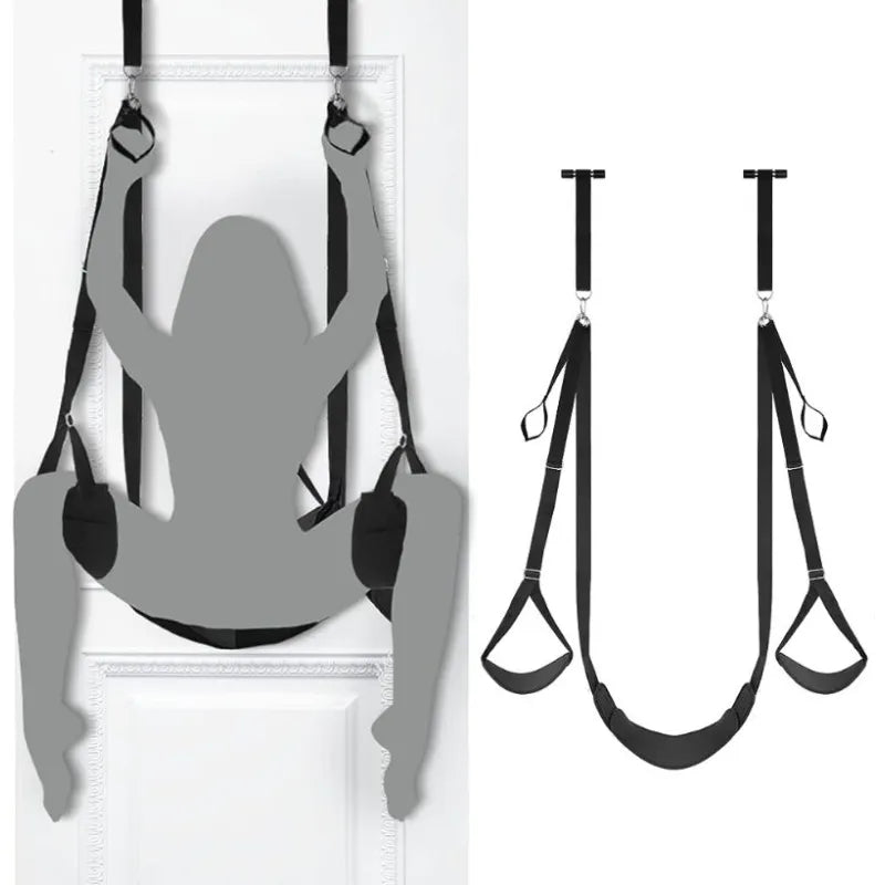 BDSM Swing Bondage ท่าทางสายคล้องไหล่จำกัดเฟอร์นิเจอร์ห้องนอนบนประตู Sex Swing ปรับ Sexuels สลิงของเล่น